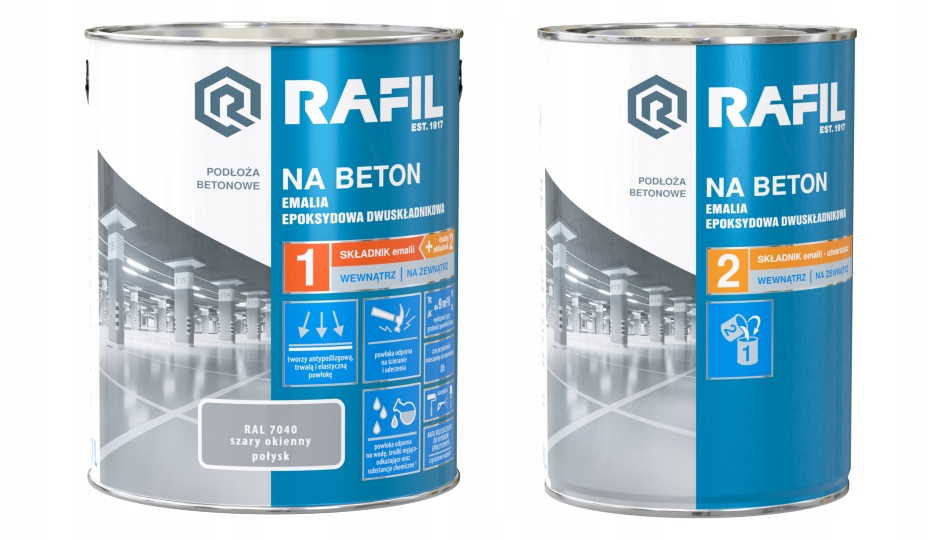 Rafil Na Beton Emalia Epoksydowa Do Betonu 3L RAL7040 Szary Okienny Połysk