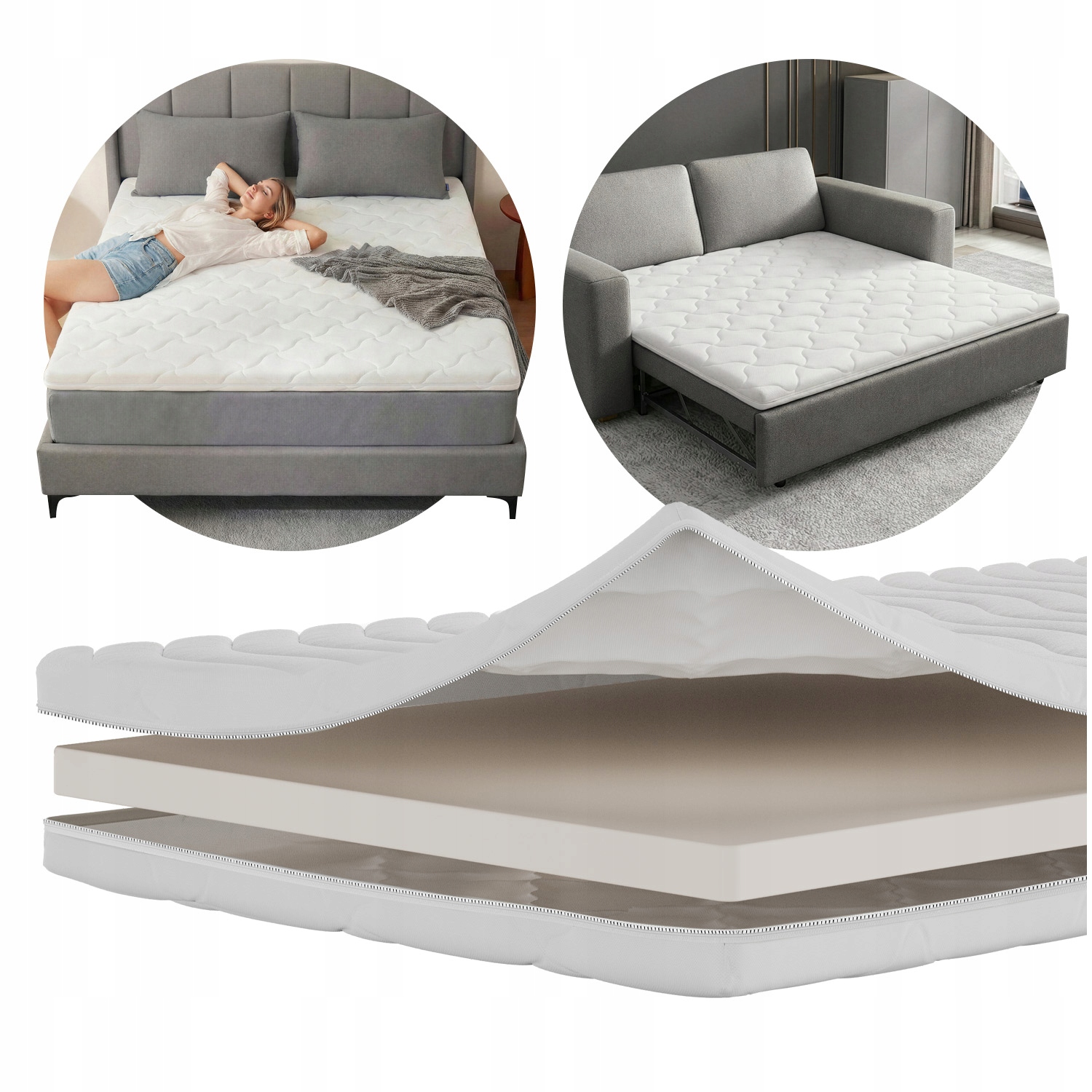 Materac 120x200 Nawierzchniowy Nakładka Topper Pianka T25 H3 Średnio-twardy