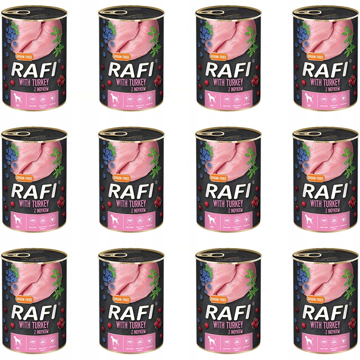 Levně Dolina Noteci Rafi s krůtou a borůvkami vlhké krmivo 12 x 400g