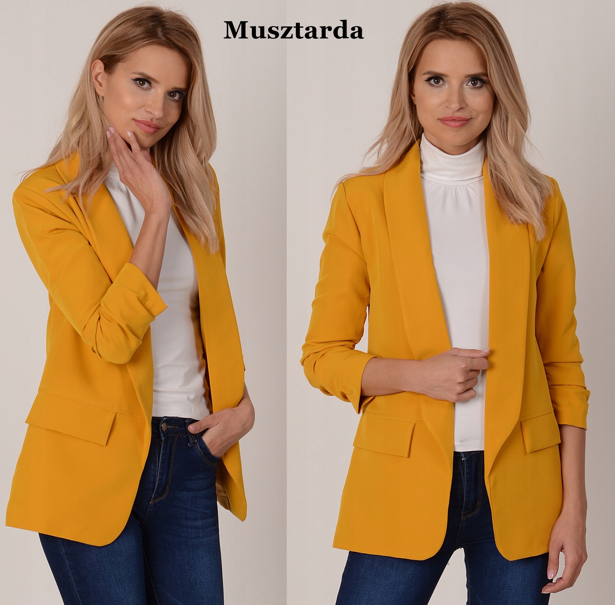 Elegancka MARYNARKA ŻAKIET klapy KOLORY Z1 L/40 Rękaw rękaw 3/4