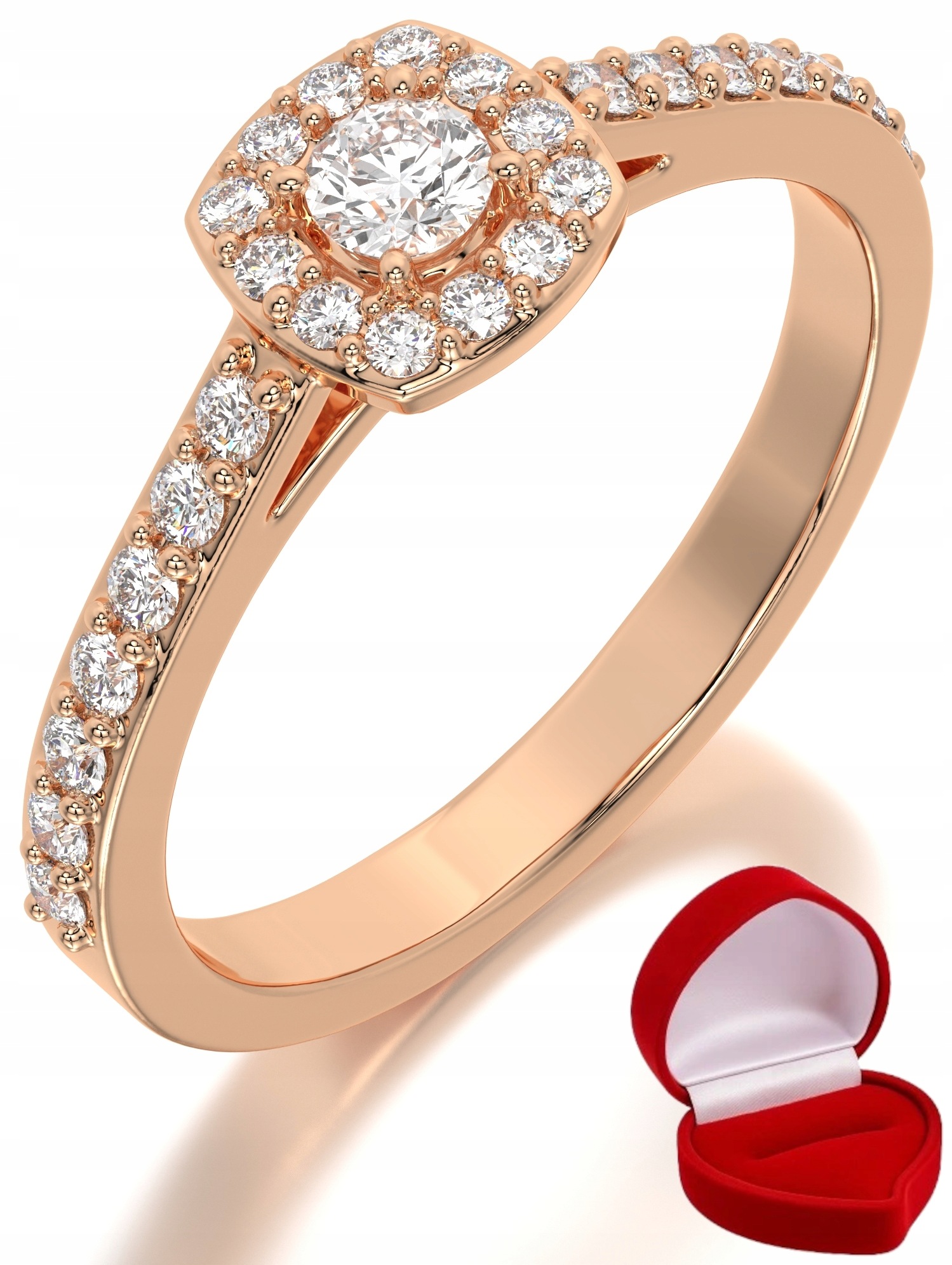 Zlatý Prstýnek 585 14k Brylant Lab 0,09 ct Růžové Zlato R28