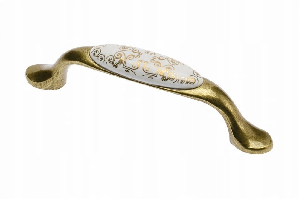 

Uchwyt meblowy porcelanowy retro 96mm złoto
