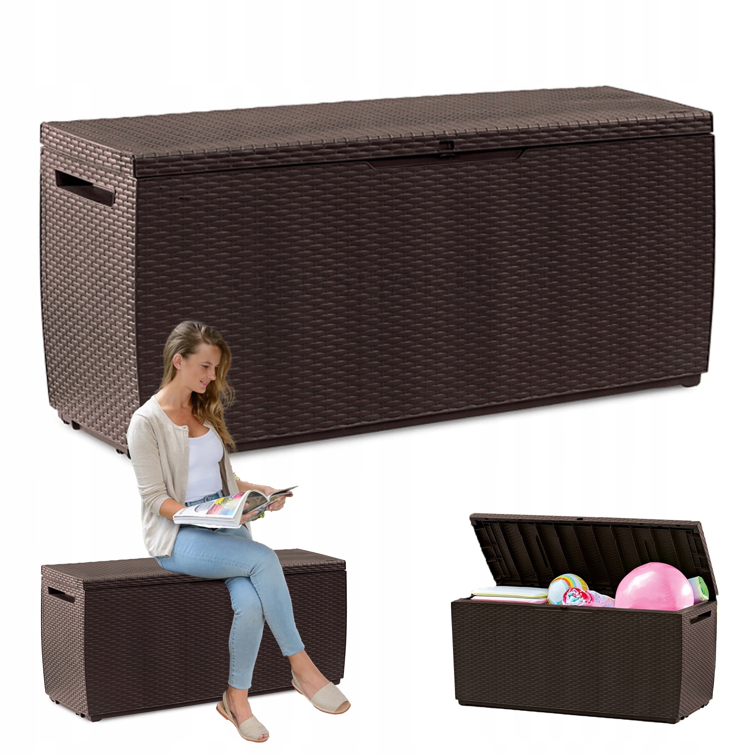 Záhradná skrinka Capri Rattan Keter Sedadlo Úložný priestor na balkón a terasu 305L