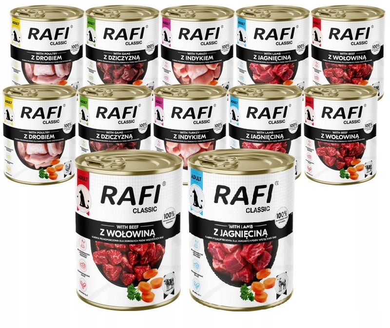 Dolina Noteci Rafi Classic karma mokra dla psa mix smaków 12x 800g