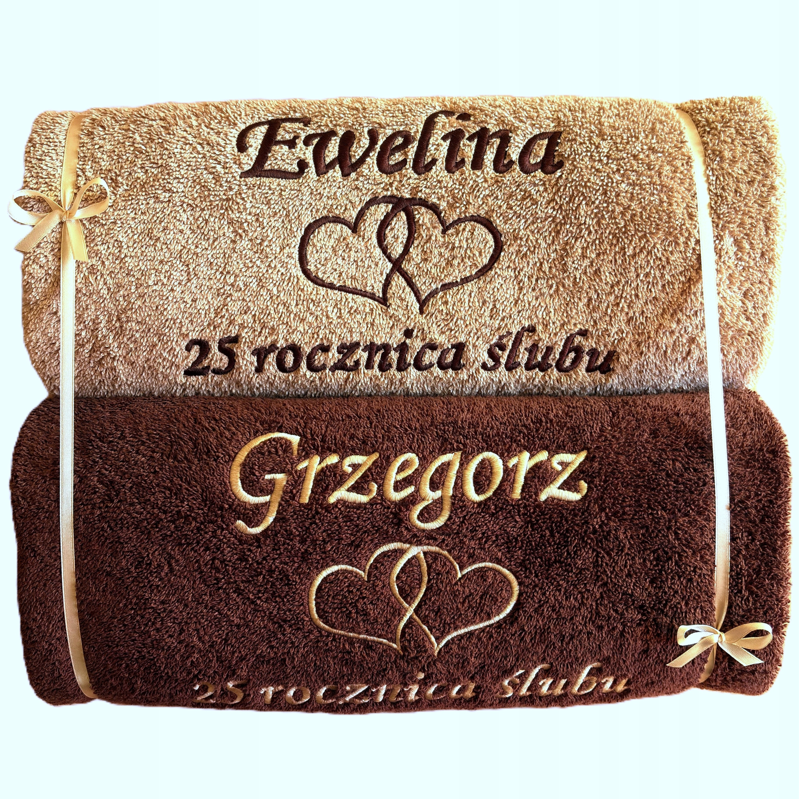 Stříbrné dárek k 25. výročí svatby pro rodiče přátel Ručníky