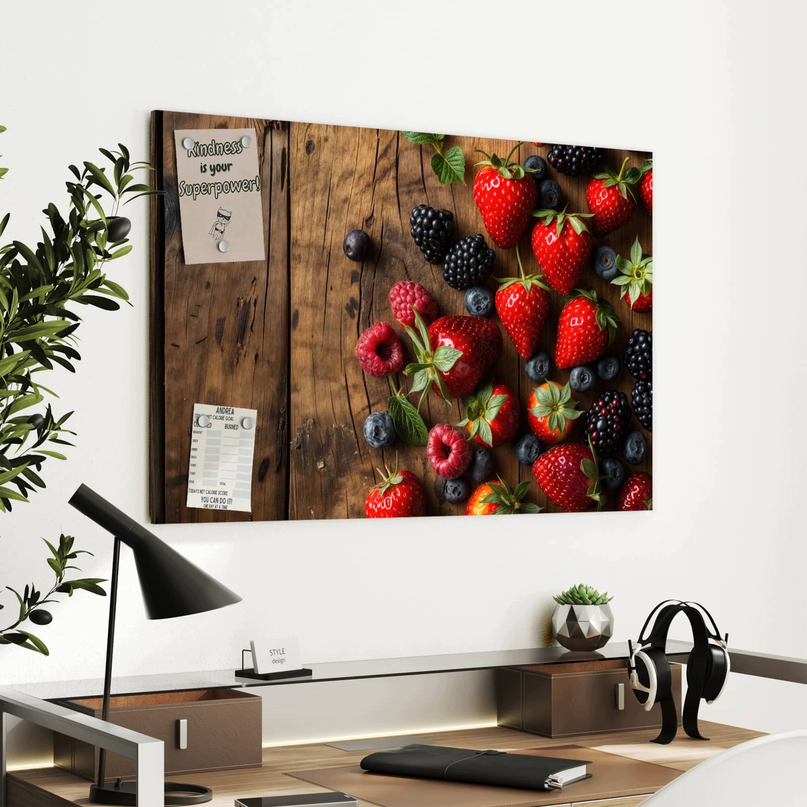 Magnetická tabule Svěží Bobule Vytříbený 90 × 60 cm