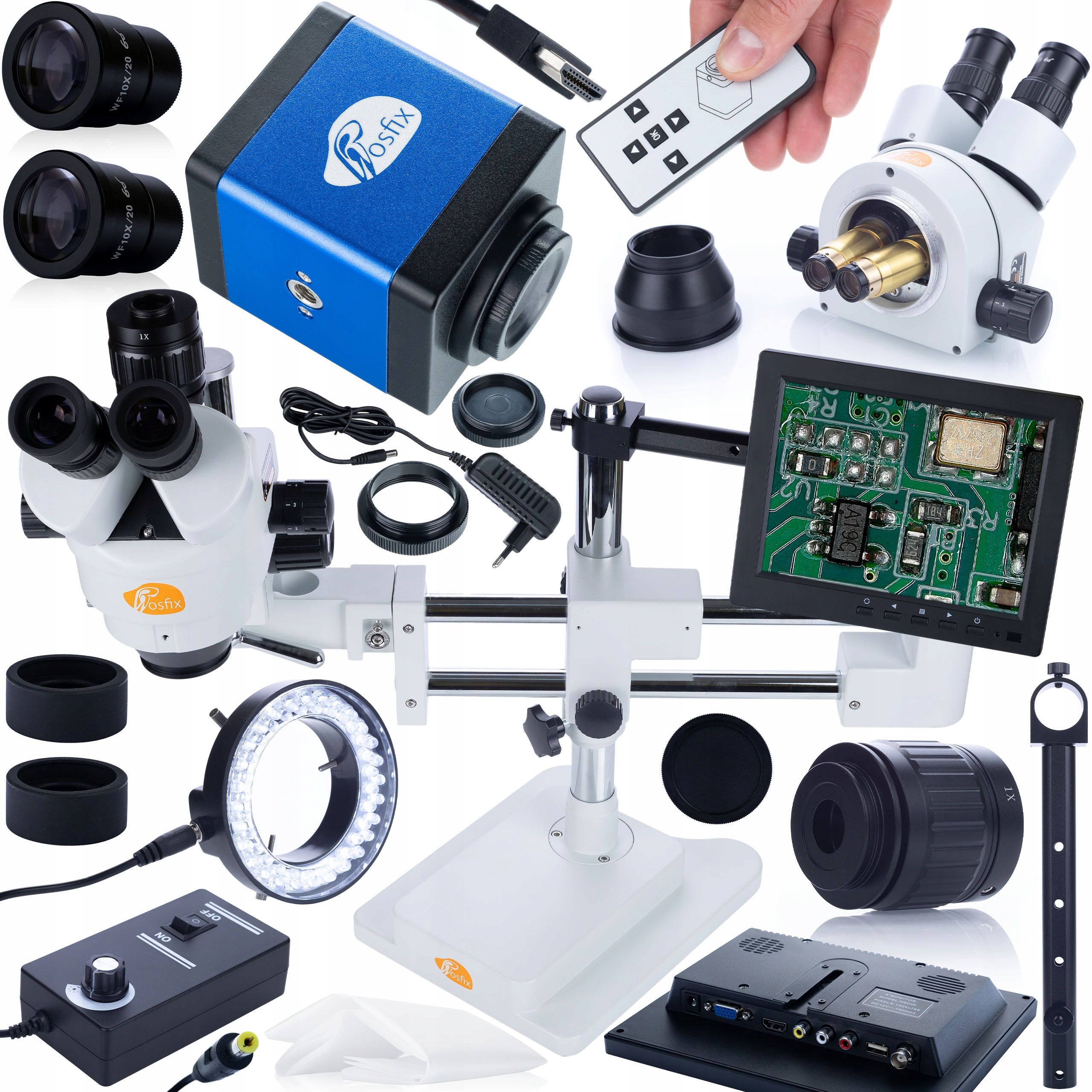 Stereoskopický Mikroskop Trinokulární Jeřáb Držák Displej Kamera XXL