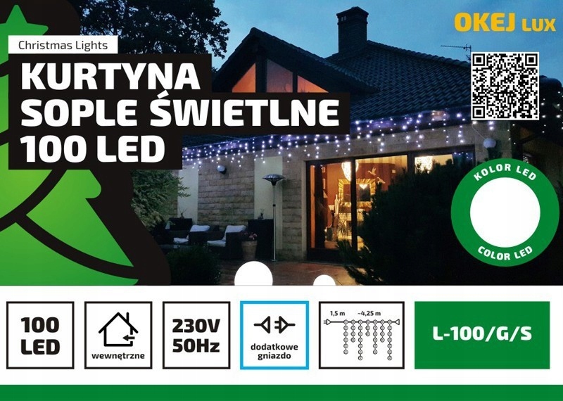 

Lampki Wewnętrzne Sople 100 Led Białe