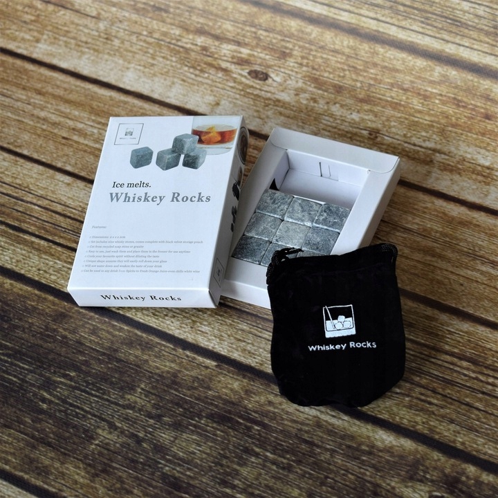 KAMIENIE DO WHISKY KAMIENNE KOSTKI STEATYT 12szt W KARTONIKU Z WORECZKIEM Producent Steelfence