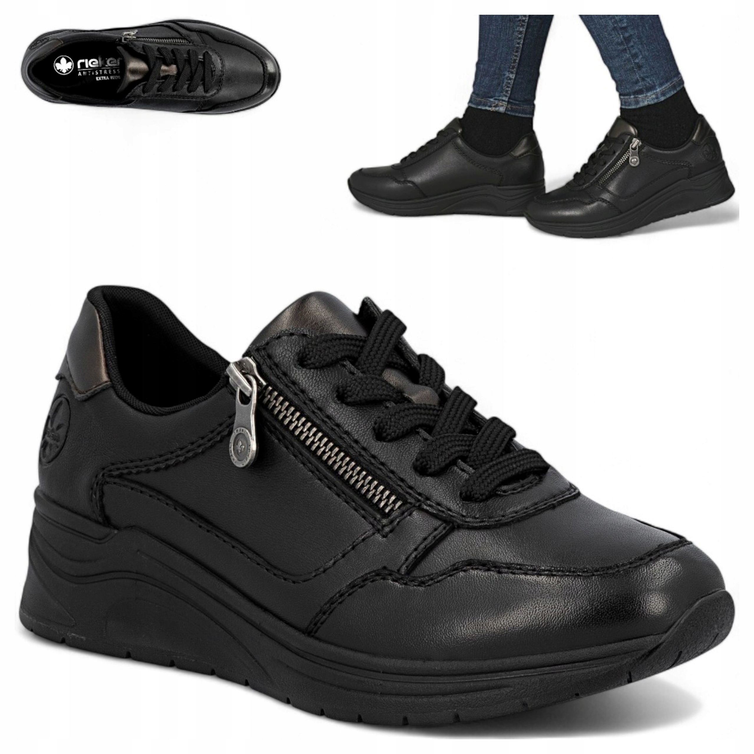 Rieker Kožené Tenisky 39 Dámské na klínku Pohodlné Polobotky Platforma