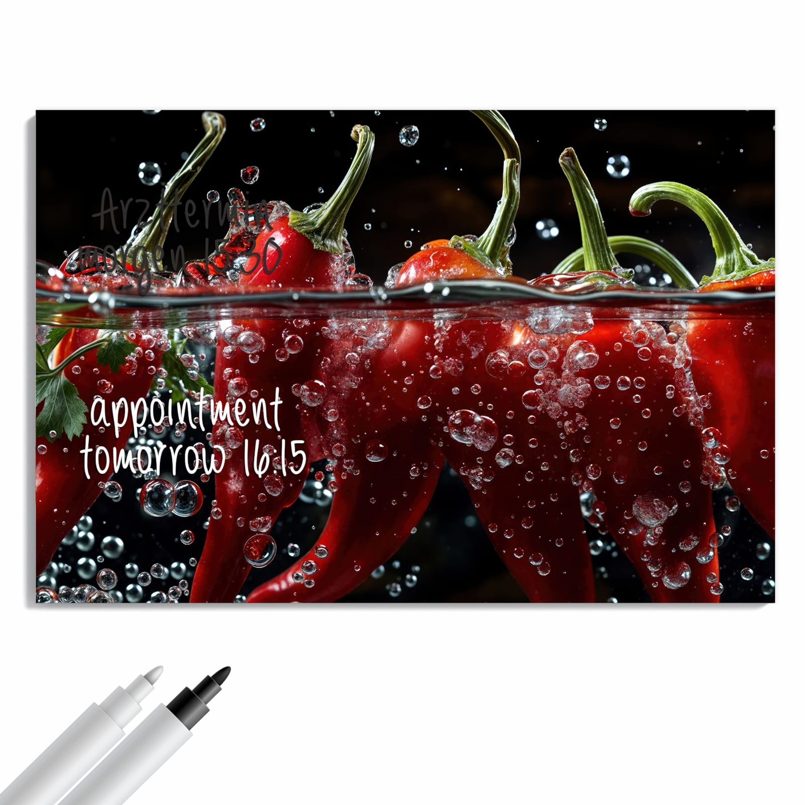 Magnetická tabule Paprika Voda 90 × 60 cm
