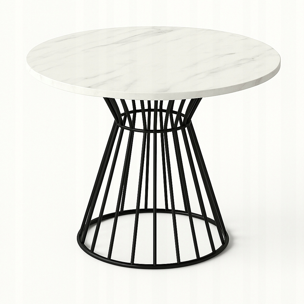 Stůl do obývacího pokoje Mramor Bílý, stůl Mramorový stůl kulatý 100 cm Loftový stůl