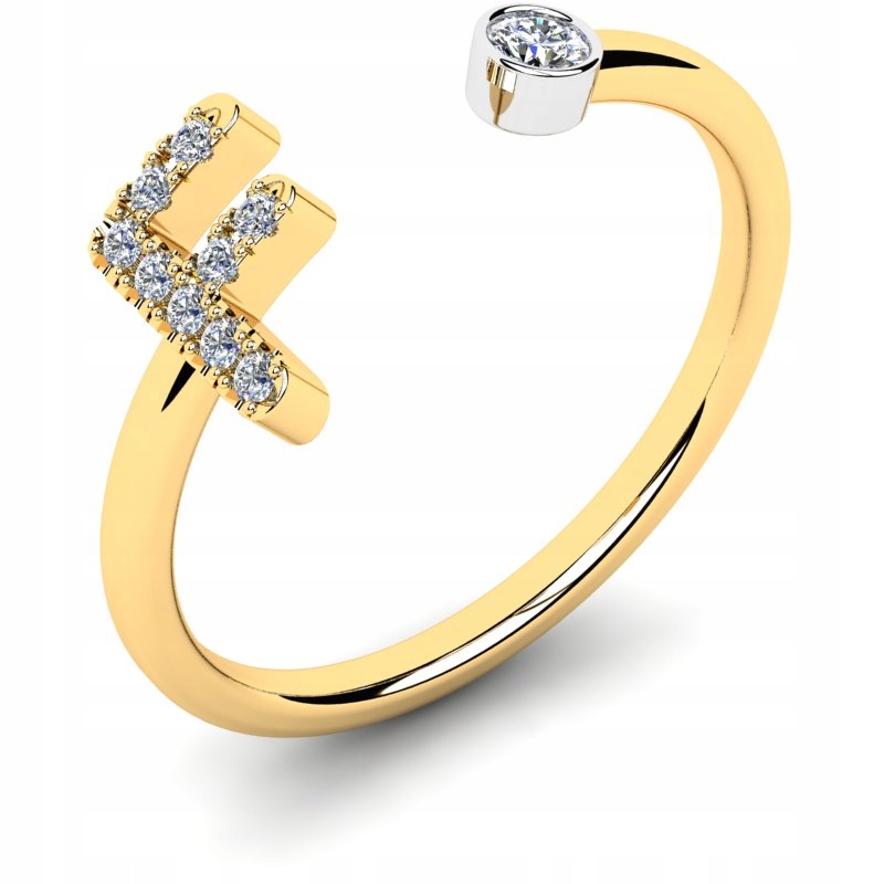 

Pierścionek Złoty Literka F Z Cyrkoniami