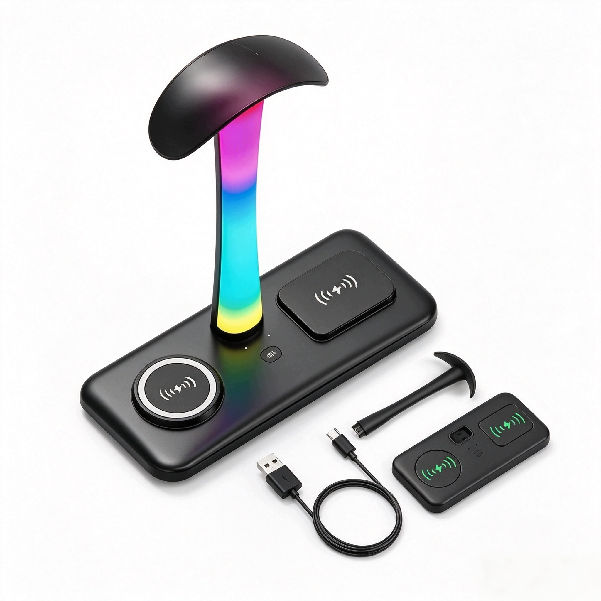 Stojan Na Sluchátka Hold Rgb podsvícení Hub 3x Usb Typ-C Indukce