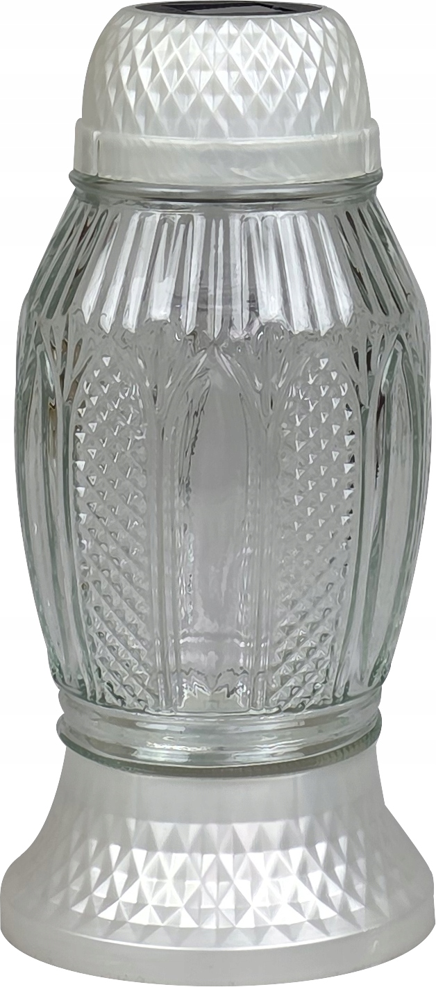 Wysoki Znicz Solarny LED 21 cm – ZNICZE EKO, Wodoodporny, PERŁOWY LA556