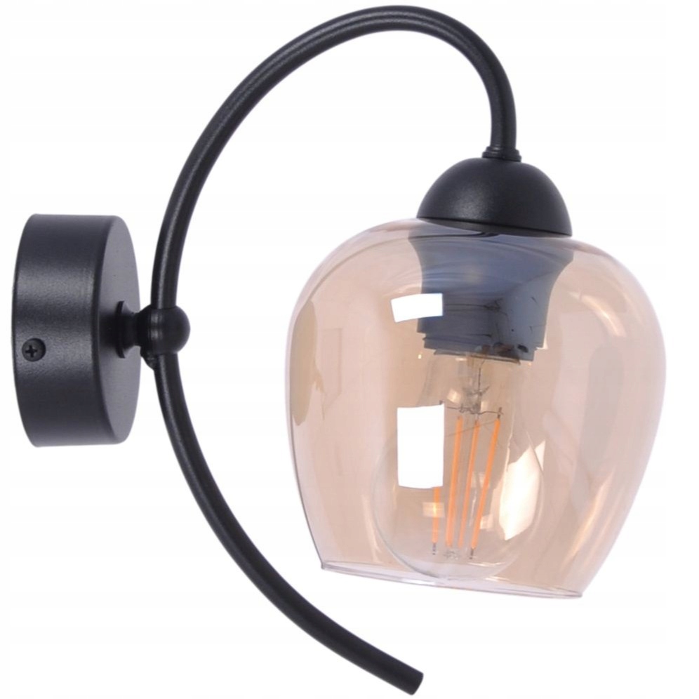 Nástěnná lampa Diuna, černá, jantarová, do obývacího pokoje, ložnice