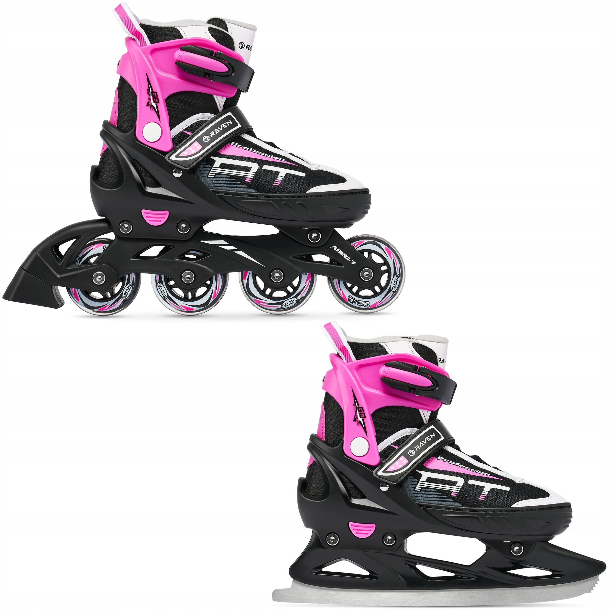 Rolki Łyżwy figurowe 2w1 Regulowane Raven Profession Black/Pink 38-42