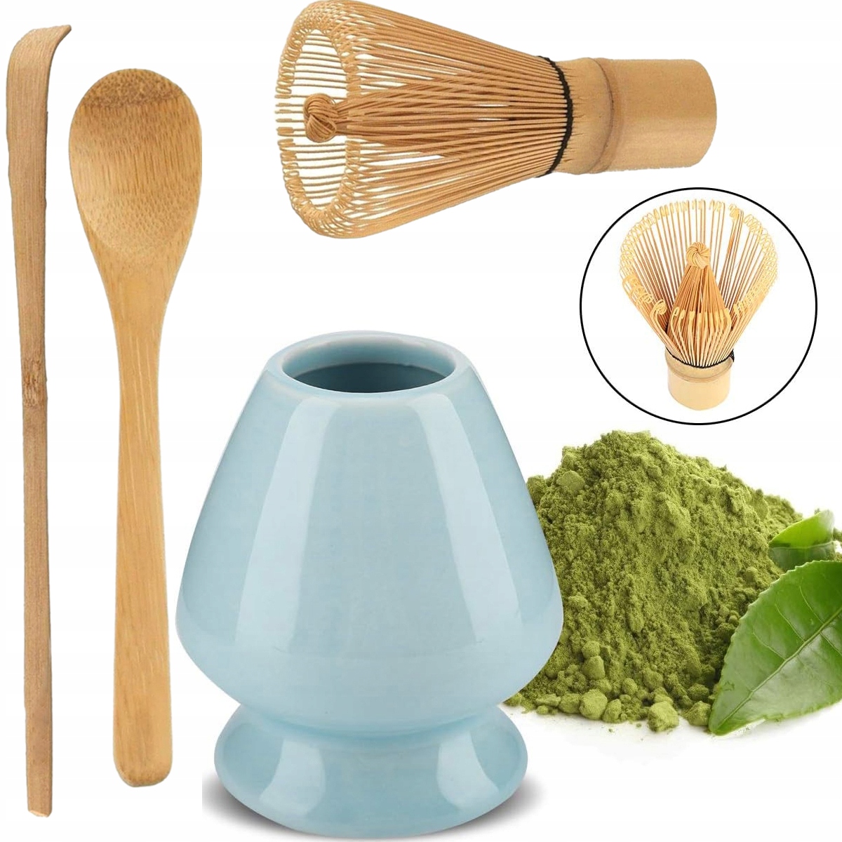 Levně Sada Pro Čajový Obřad Matcha Miska Bambusová Lžička 4V1