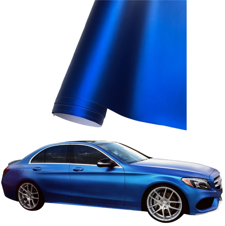 Фольга хром матовый жемчуг сатин синий 20M x 152cm