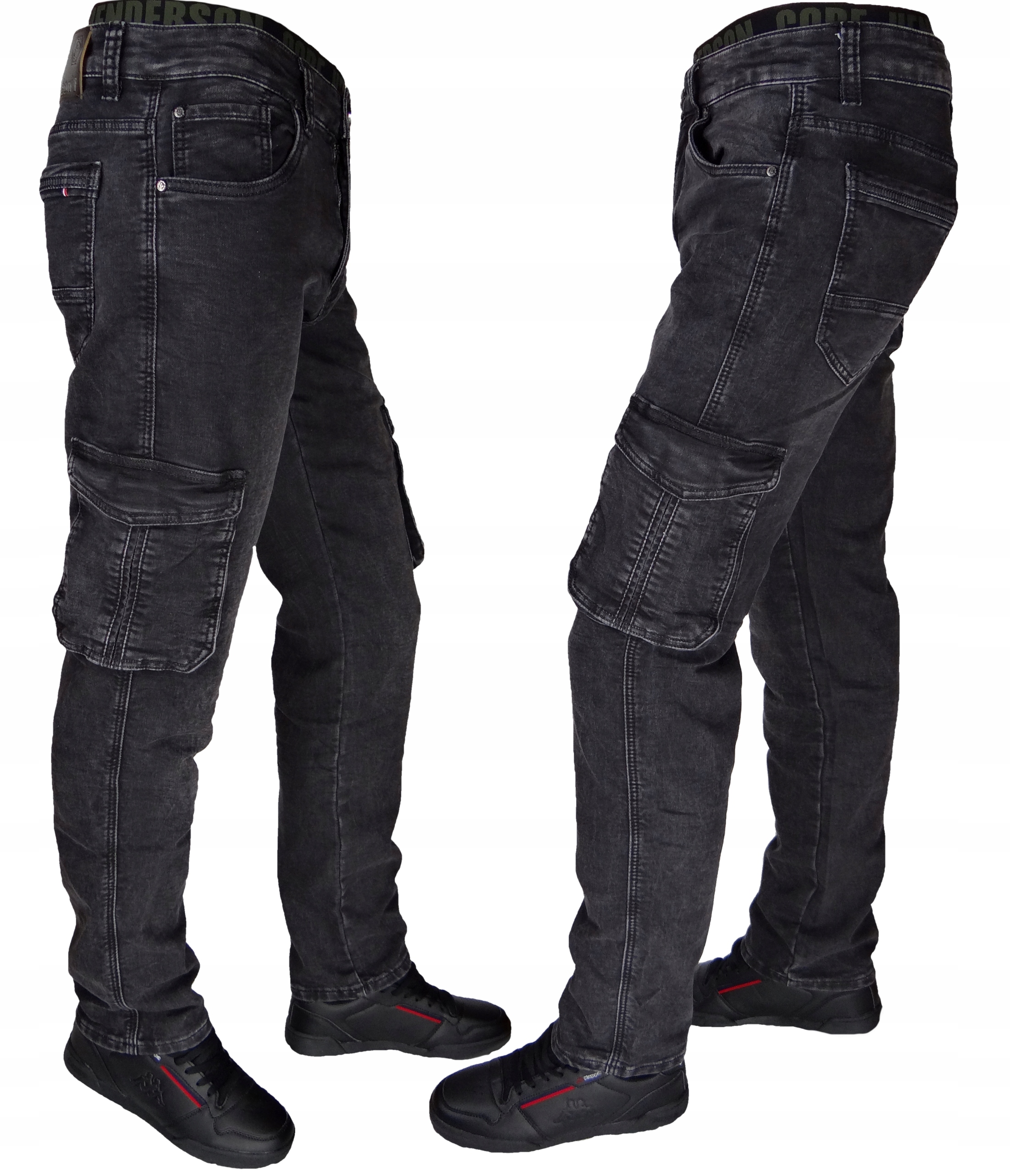 Spodnie Bojówki ST 37 CZARNE Zdekatyzowane Elast. Kieszenie Różne Rozmiary Rozmiar 37