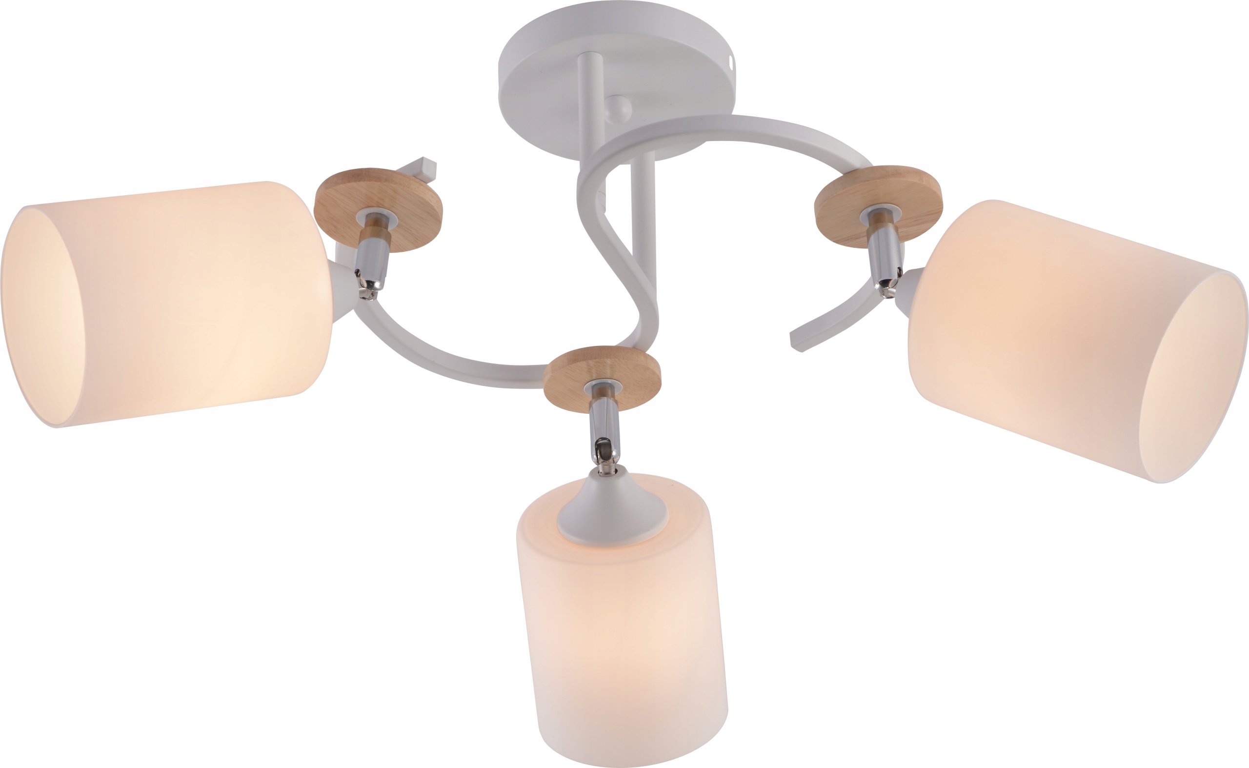 Stropní Svítidlo Lustr E27 3x60W Wh+cr+wood Vargo DL1362