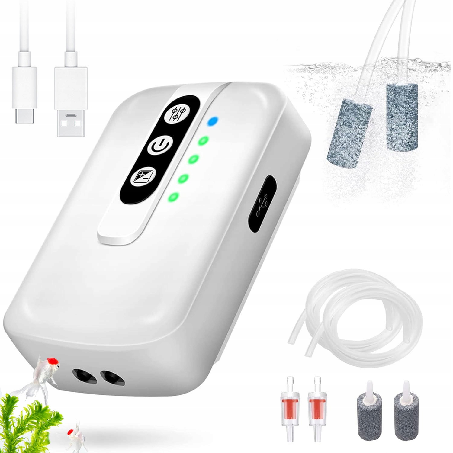 Levně Provzdušňovač Akvária Silná Pumpa S Regulací 2 Otvory 3W 180L/h