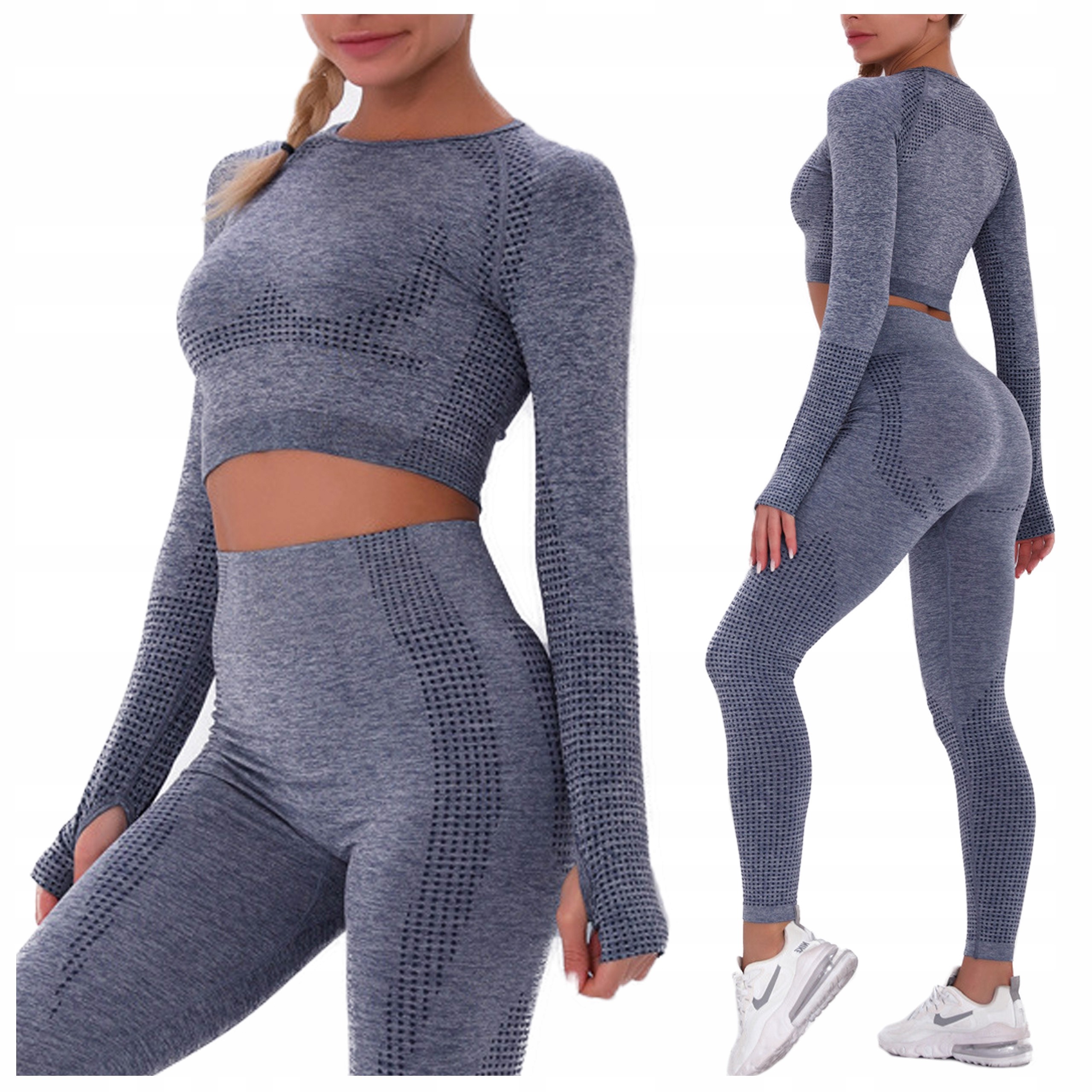 Komplet Sportowy legginsy bezszwowe top siłownia S