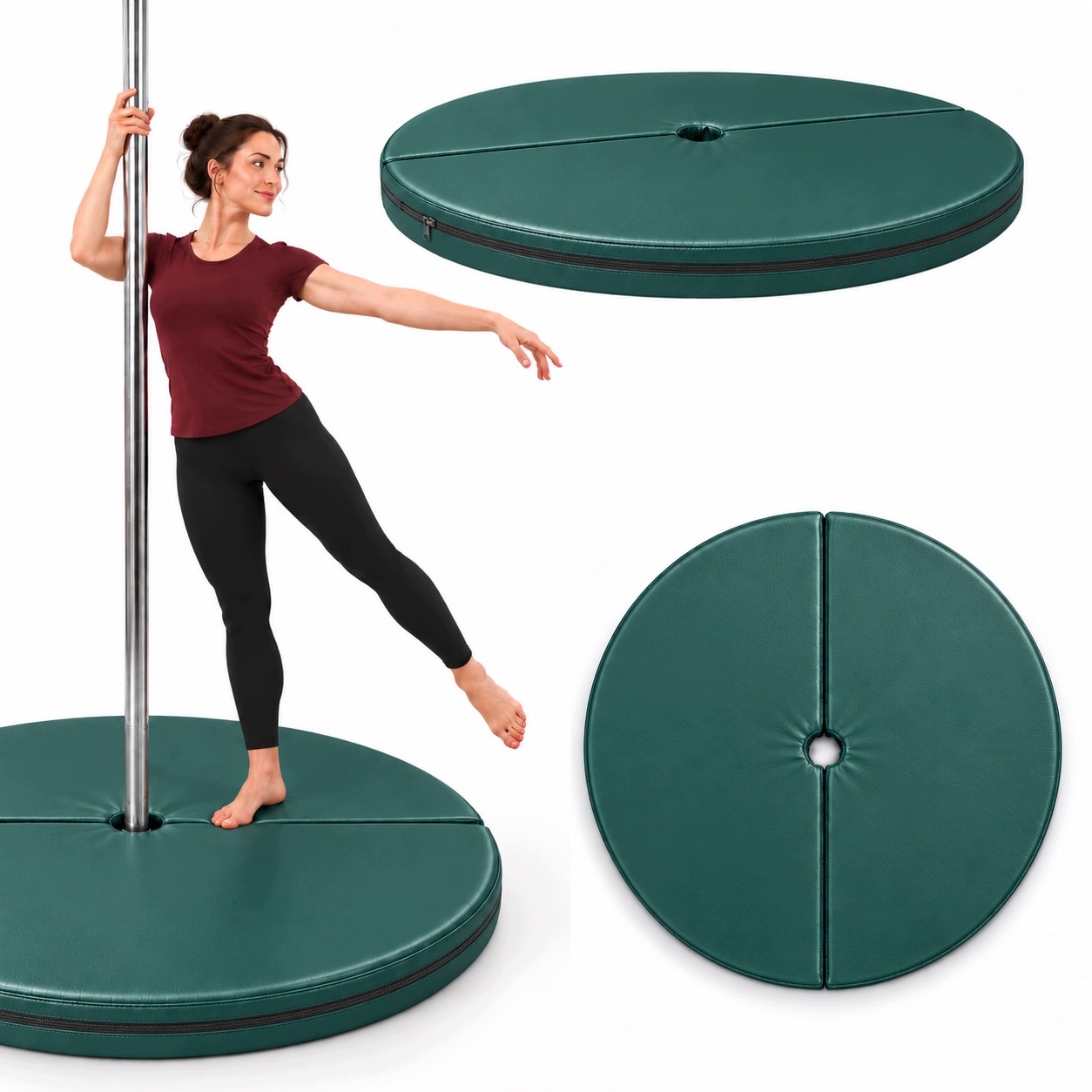 Matrace Pole Dance Zajišťovací Fitness 120x5 cm Zelená Skládací Koženka