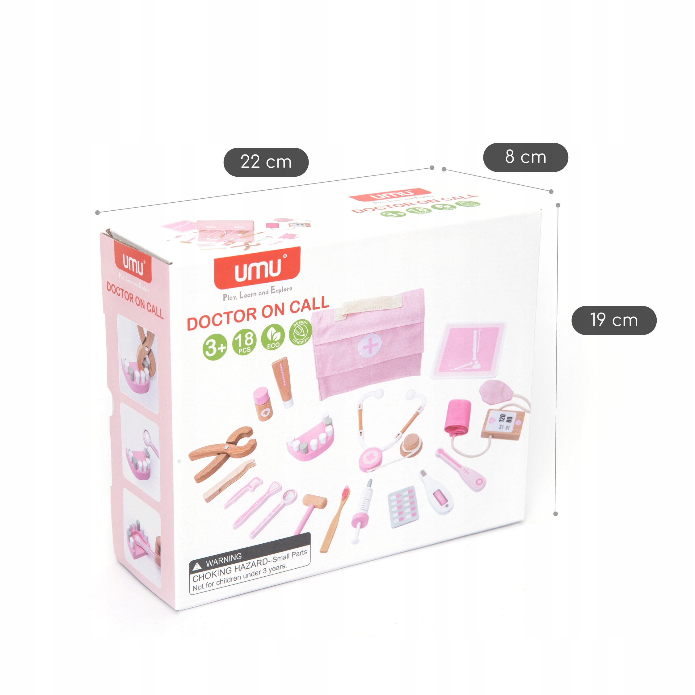 UMU Drewniany Zestaw Lekarski dla Dzieci 18 szt. Rola lekarz