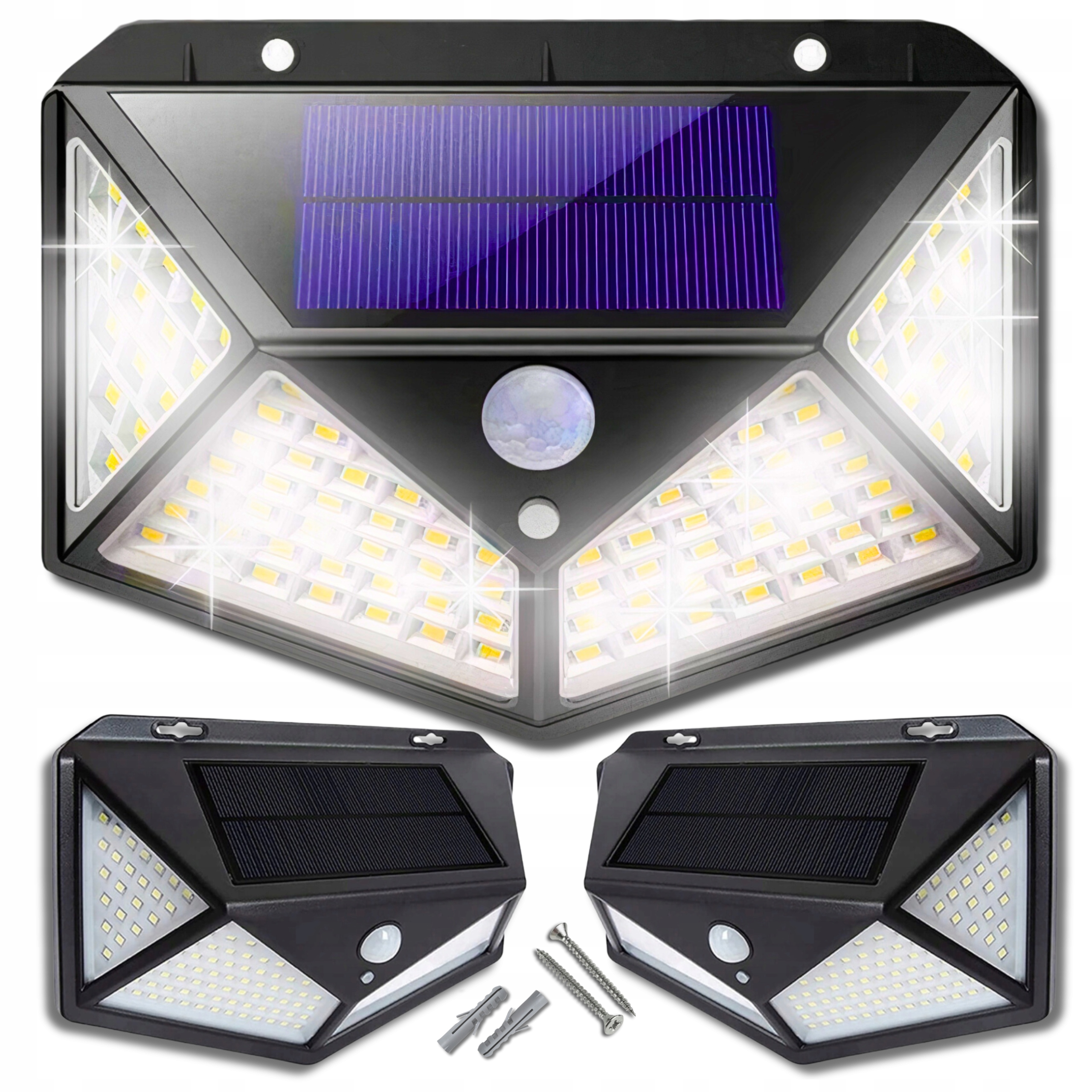 LAMPA SOLARNA LED 100 ULICZNA OGRODOWA ELEWACYJNA CZUJNIK RUCHU ZMIERZCHU