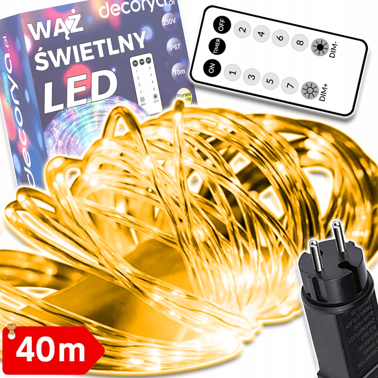 Led Světelná Hadice Vánoční Osvětlení Na Stromeček Venkovní Girlanda 40 M Voděodolná IP67