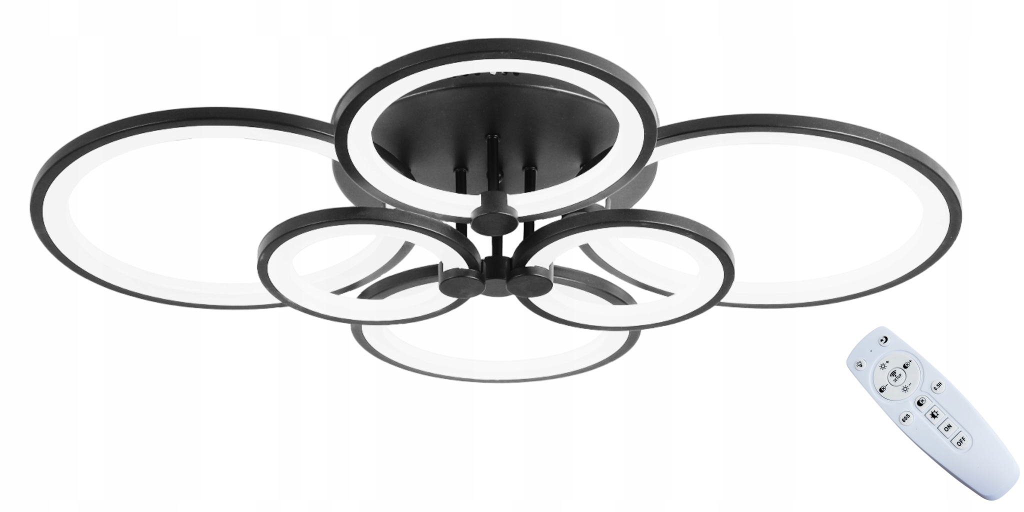 Lampa Sufitowa czarna wisząca Plafon Żyrandol Led Pilot 6 Ring