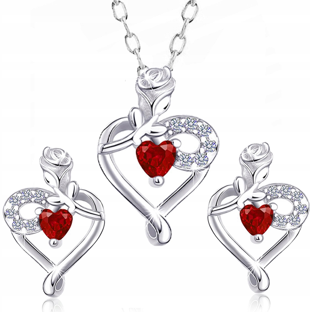 Sada stříbrných dámských šperků růže srdce 925, sada na Valentýna