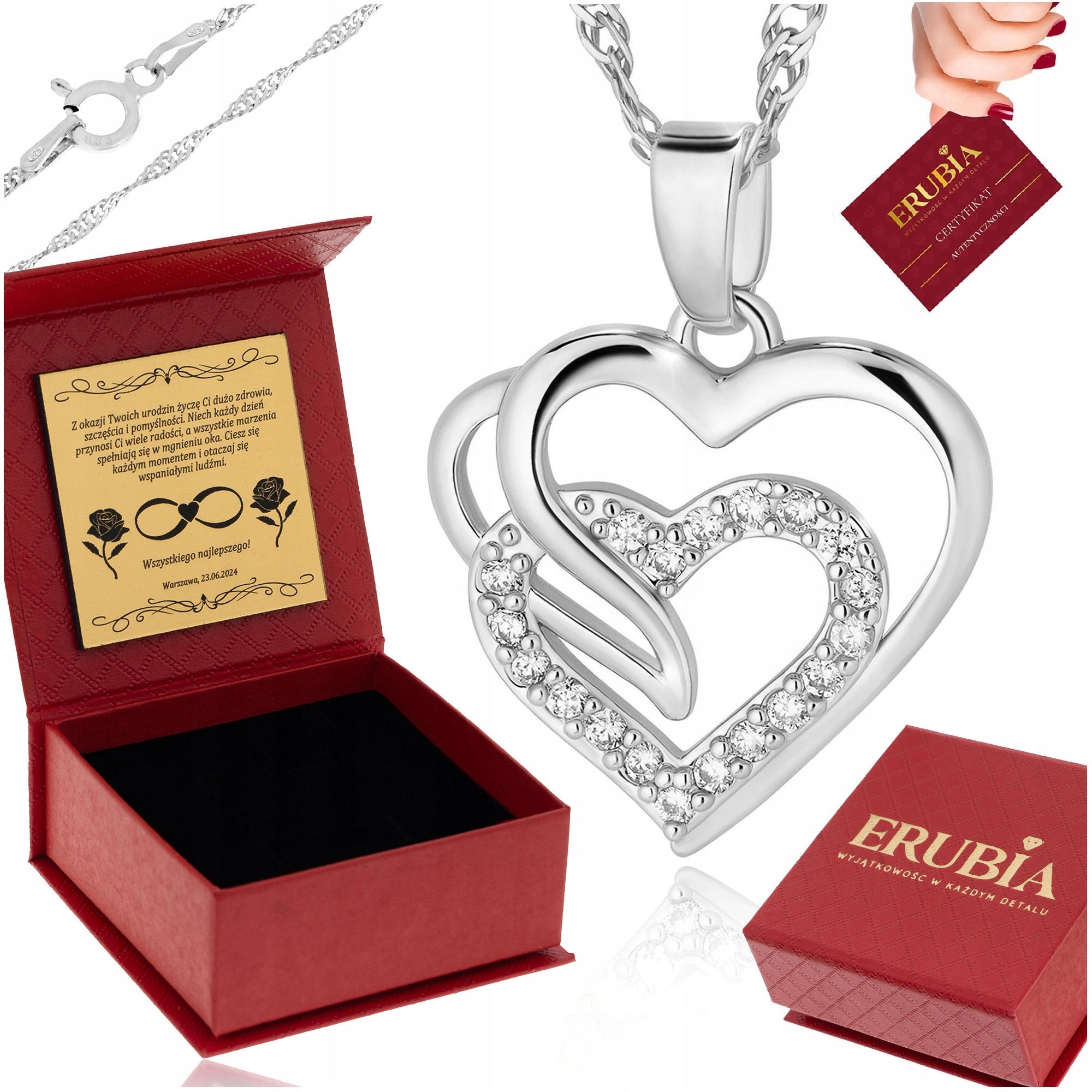 Stříbrný Řetízek Srdce, Srdíčko Se Zirkony Pro Ni Na Vánoce Gravírování