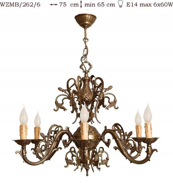 Mosadzný luster, závesná mosadzná lampa