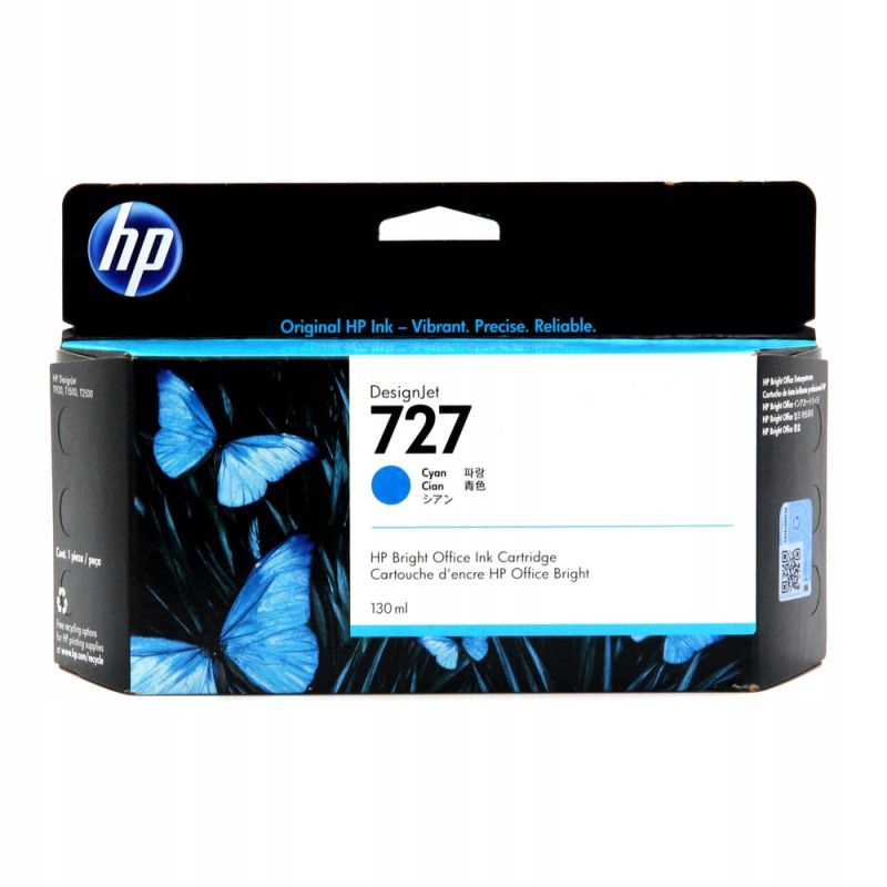 Atramentová náplň Hp 727 Cyan B3P19A 130ml Hp T1500 T2500 T920 T930 Originál.