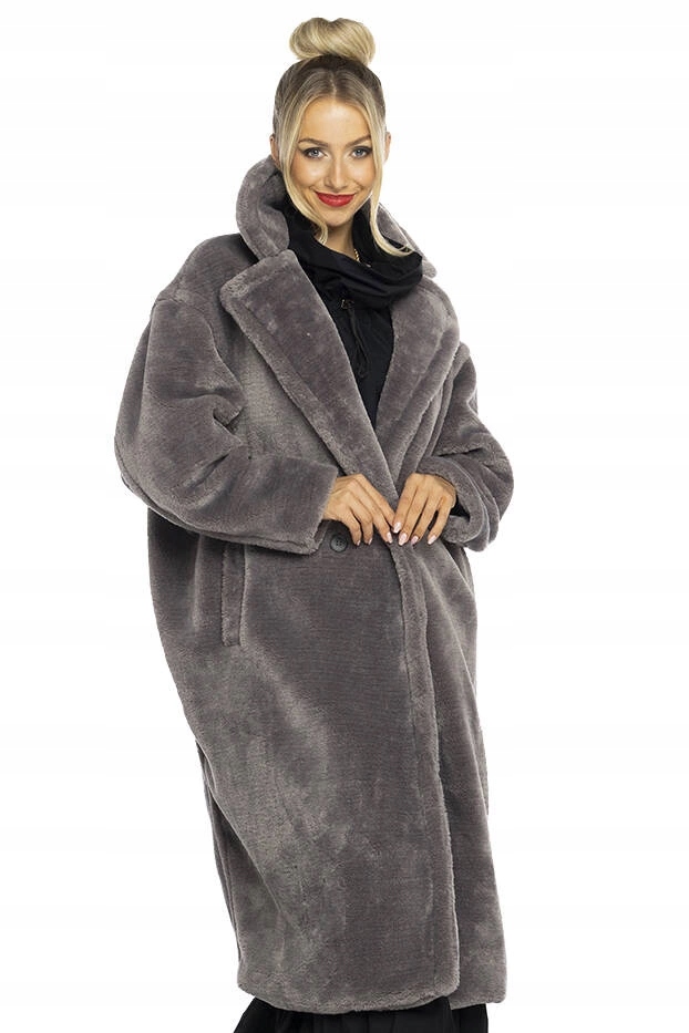 Plyšový Kabát AG1-J9172 Šedý M (38)