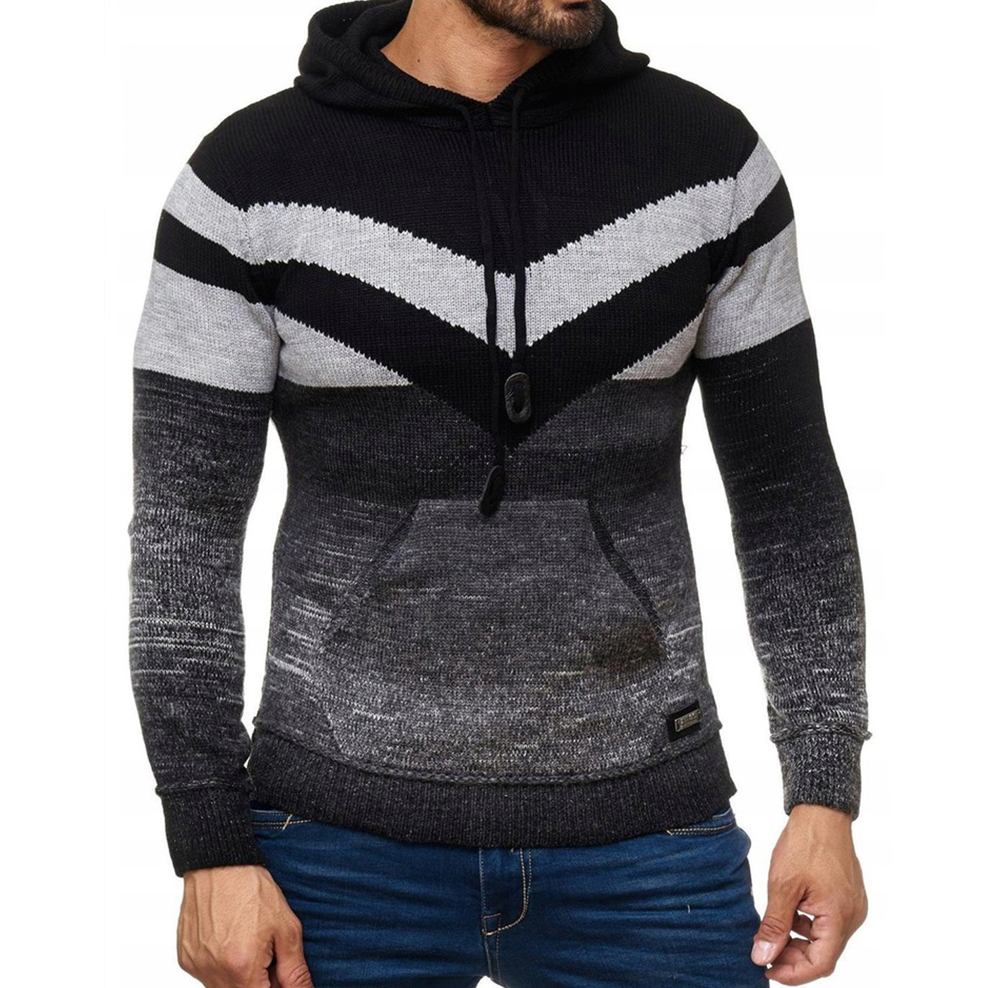 Pánský Klokanka svetr mikina s kapucí stínovaný