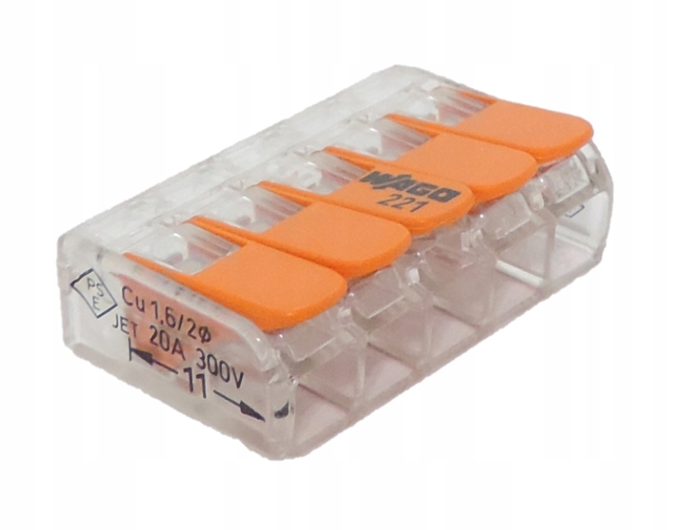 

Szybkozłączka 5x4mm Wago Otwierana Linka 5 Torowa