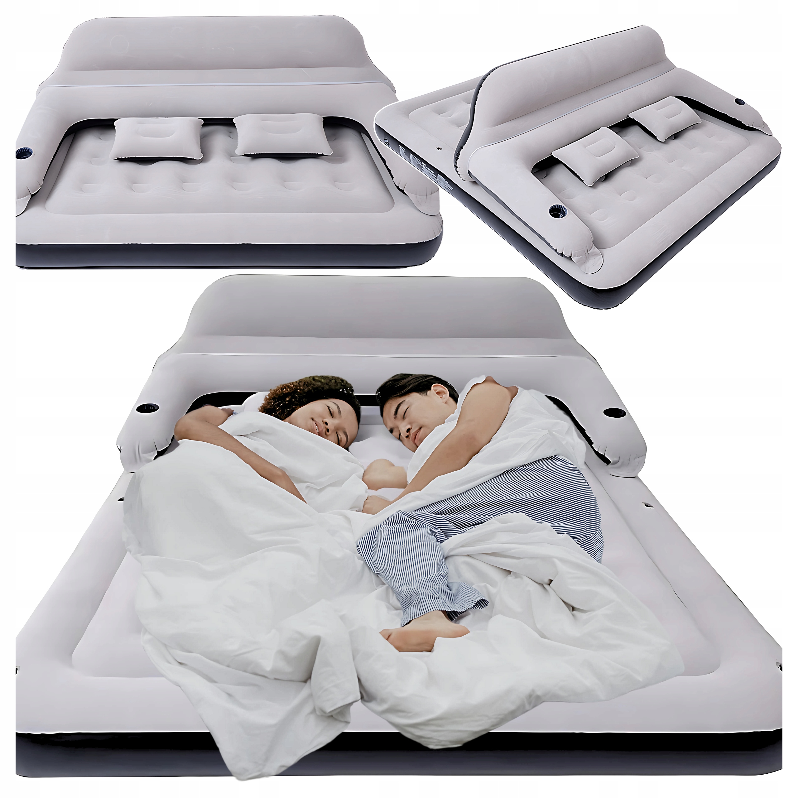 Matrace Queen Size XXL s opěradlem pro kempování, náhradní postel