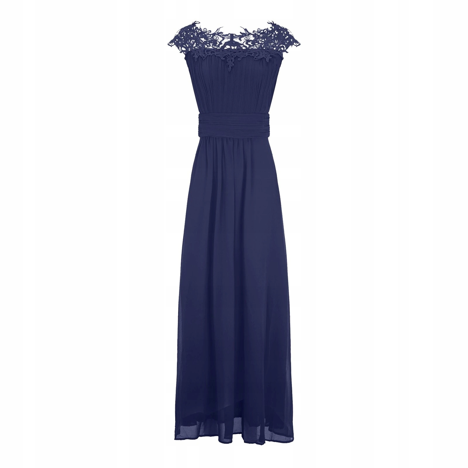 SZYFONOWA MAXI SUKIENKA Z KORONKOWĄ GÓRĄ Długość maxi