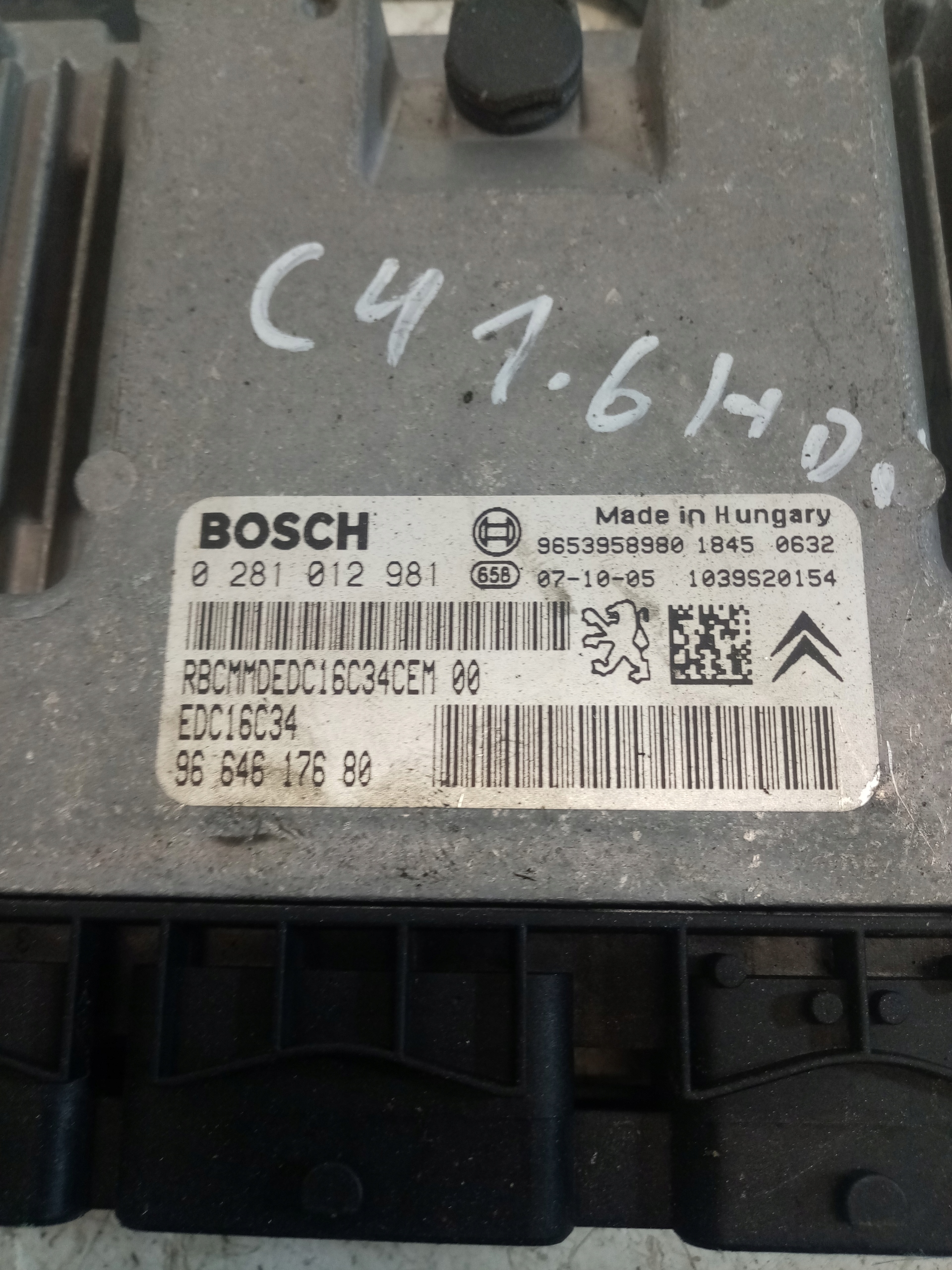 computer of the engine control unit CITROEN C4 1.6 hdi BOSCH 0281012981