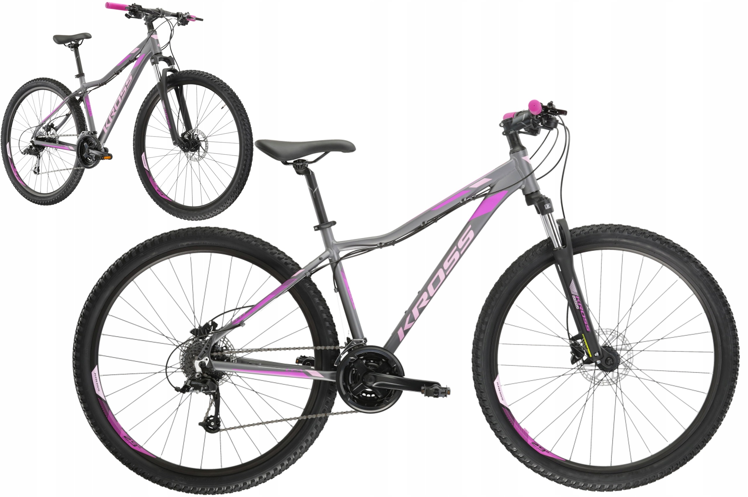 Rower Mtb 29" Kross Lea 5.0 rama S 17" grafitowy różowy R25