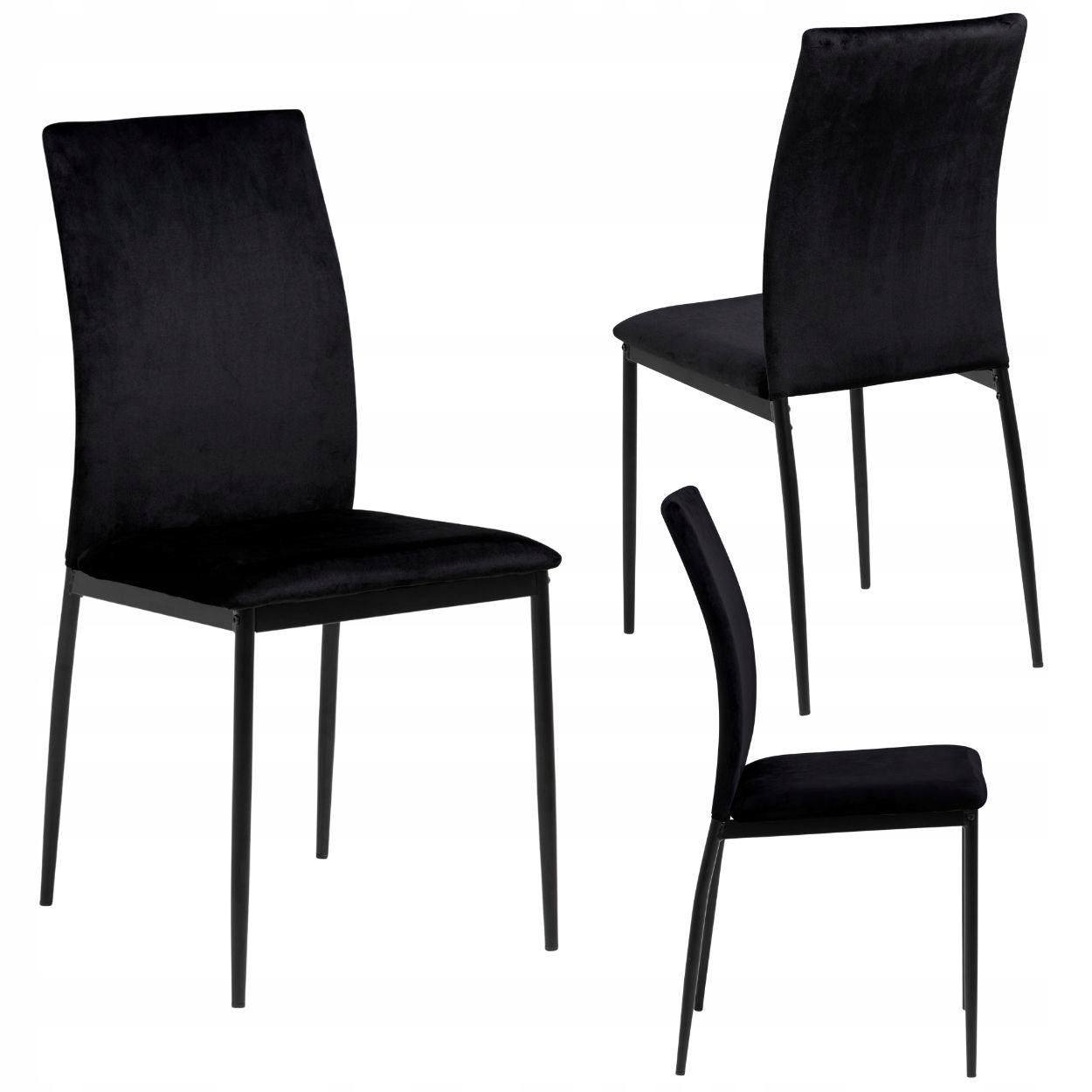 Jídelní Židle Do Kuchyně Obývacího Pokoje, čalouněná, černá, moderní samet