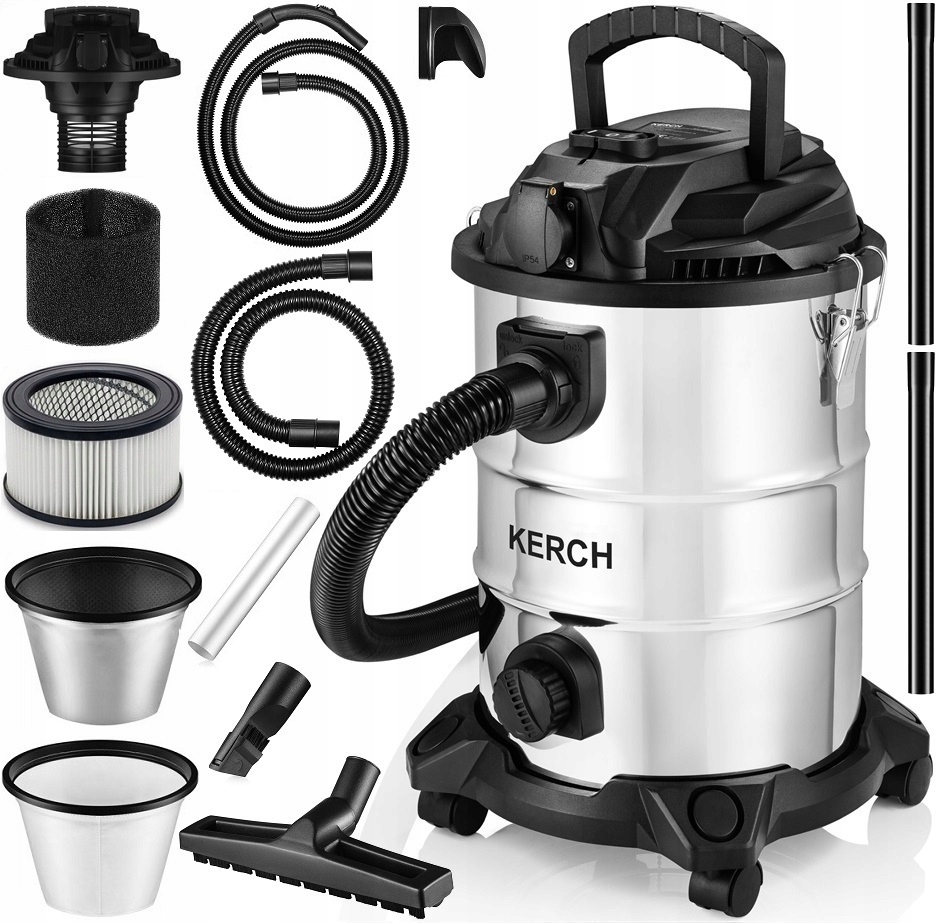 Odkurzacz Przemysłowy Bezworkowy Kerch Tytan 3800W Popiół Pył Gips Mokro