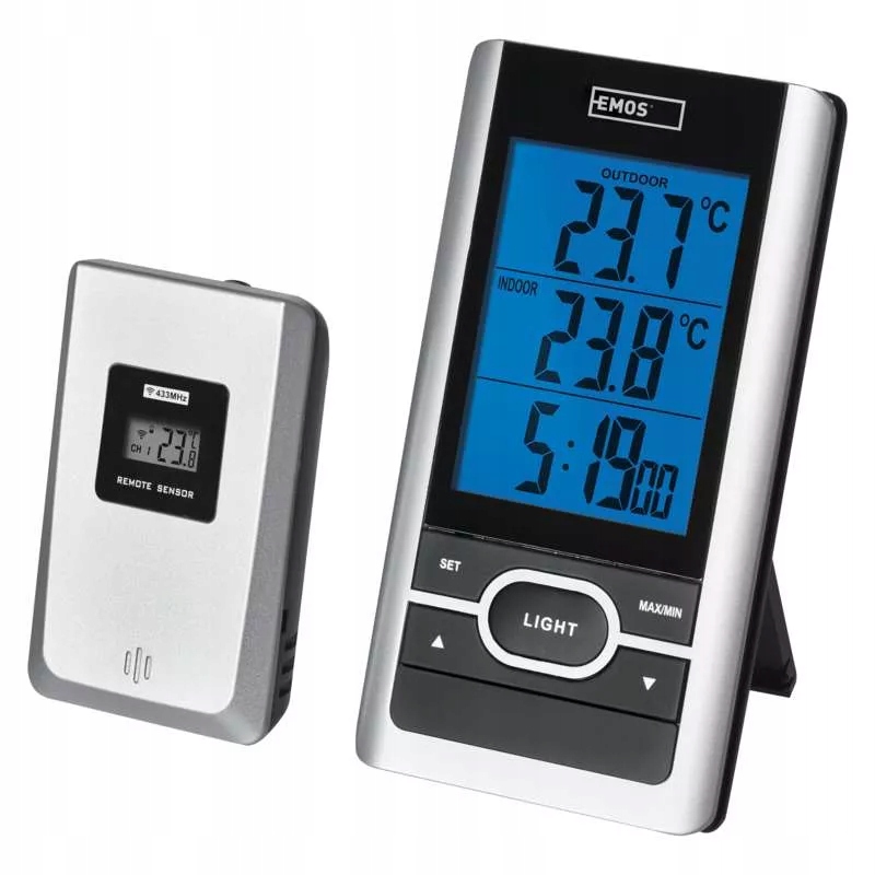Termometr cyfrowy Emos E0107 czujnik LCD zegar Dcf