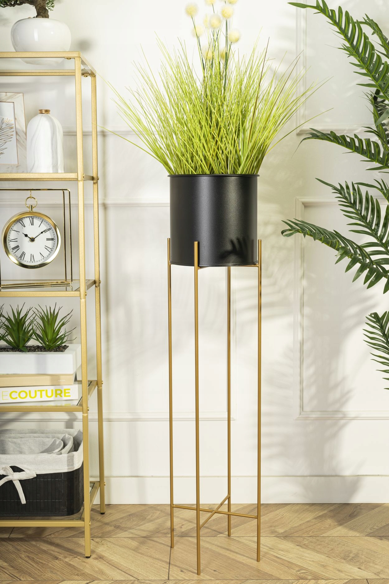 METALOWY ZŁOTY KWIETNIK Z DONICZKĄ NA ROŚLINY 95cm Kod producenta 10-1625-95-z-cz