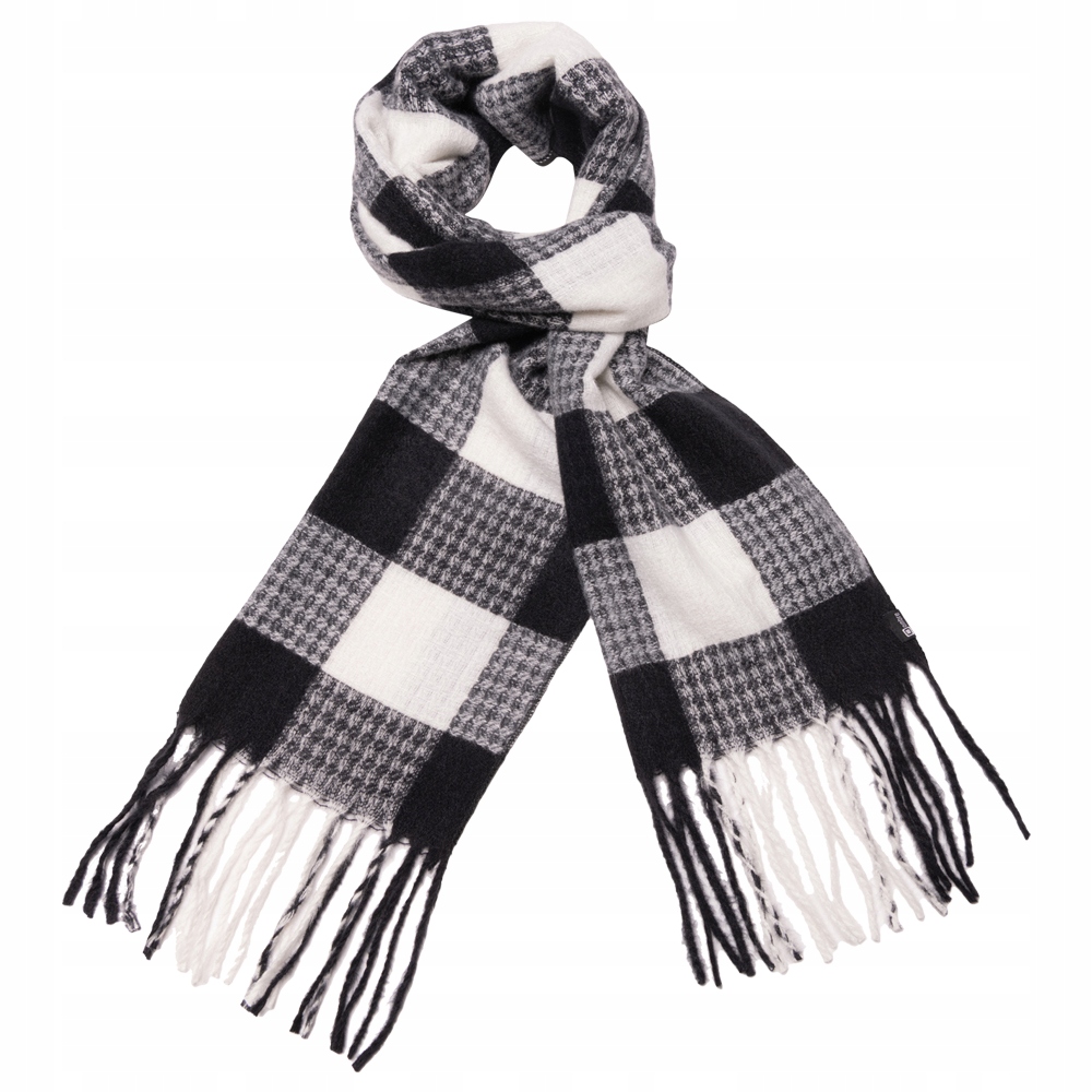 

Szalik męski w kratę elegancki A408 czarny biały