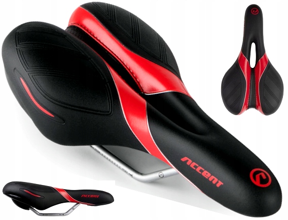 Siodełko rowerowe Accent Derry Mtb czarno-czerwone