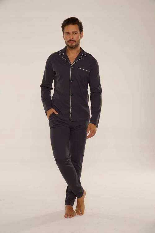 Pánské pyžamo De Lafense 729 Norberto grafit – pohodlné noční spodní prádlo